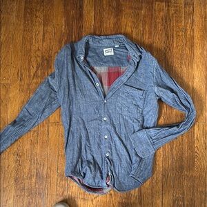 Naked & Famous Denim Blue Casual Button Down Shirt